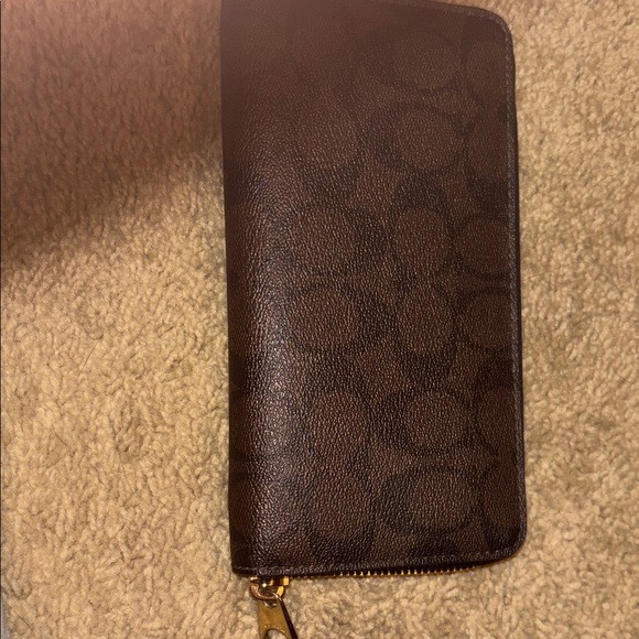 Coach Signature Brown Wristlet - Picture 2 of 5